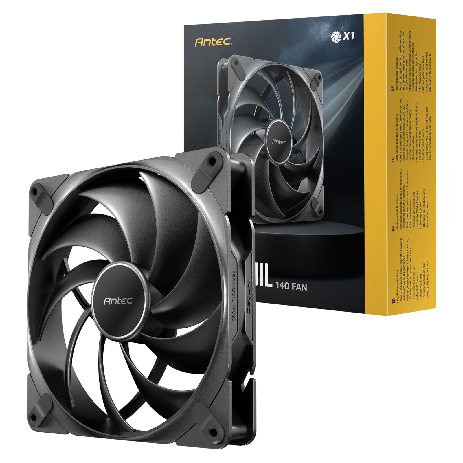 (image for) Antec Tranquil 140 PWM Case Fan - Fluid Dynamic Bearing, 450-1500 RPM, Black