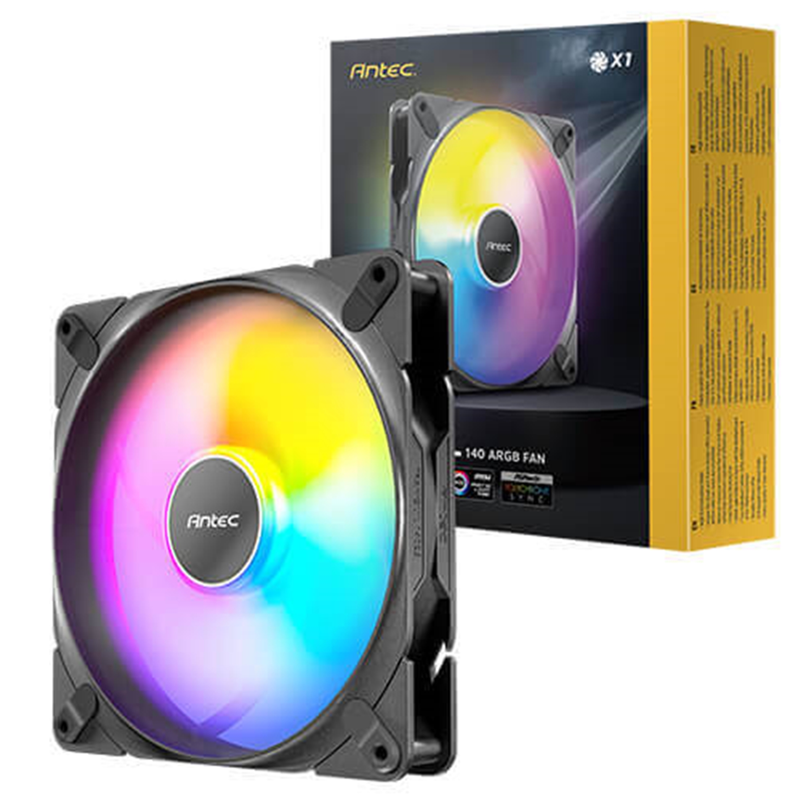(image for) Antec Tranquil 140 ARGB PWM Case Fan - Fluid Dynamic Bearing, 450-1500 RPM, Black