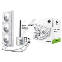 ASRock Steel Legend 360 LCD White AIO Liquid CPU Cooler, 360mm Radiator, Triple 120mm PWM ARGB Fans, LCD Display, Intel LGA1700/1851 & AMD AM5/AM4 Compatible