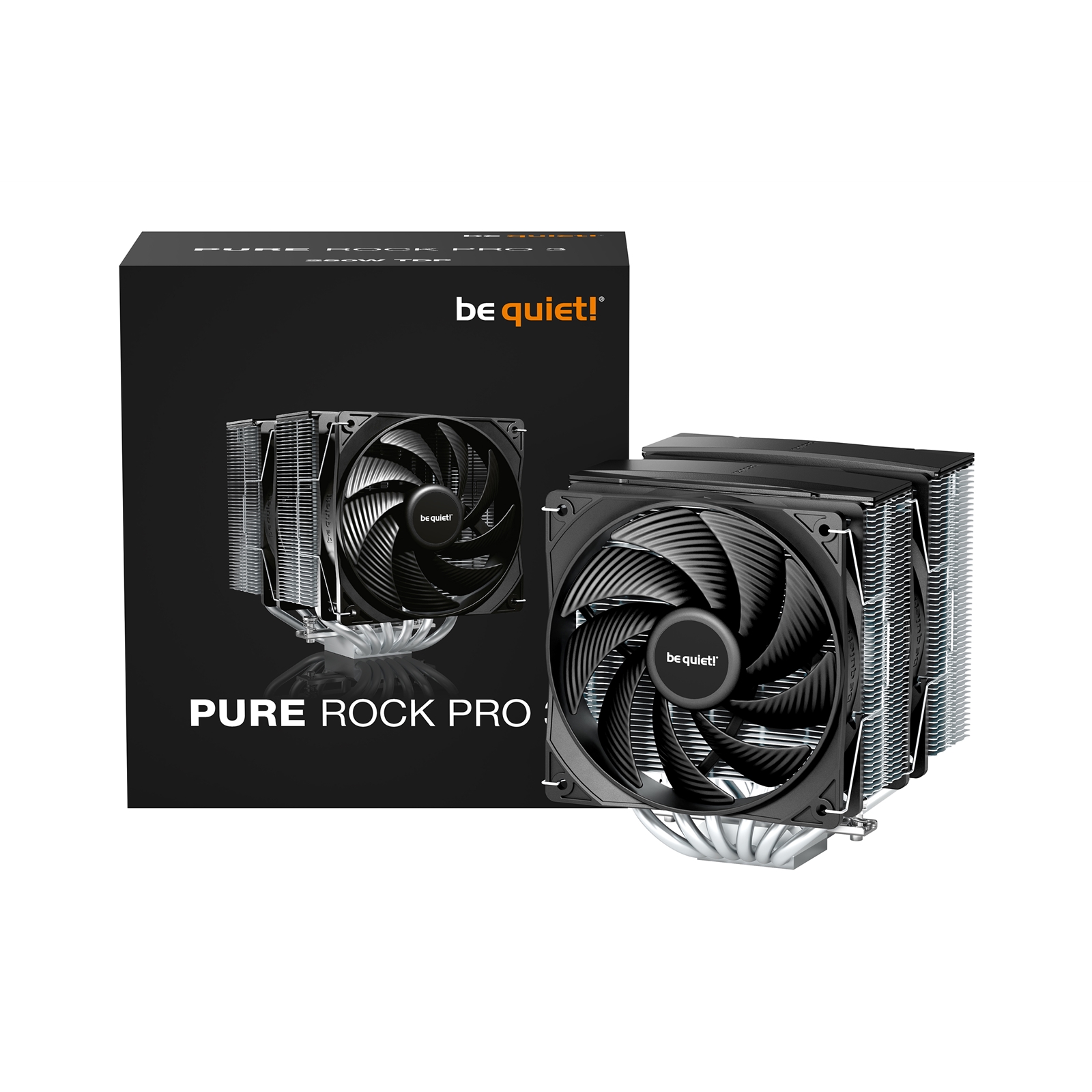 (image for) be quiet! Pure Rock Pro 3 CPU Cooler, Universal Socket, 2 x Pure Wings Fans, 2000RPM, only 34.8dB(A) at maximum fan speed, 250W TDP, 3-year manufacturer's warranty