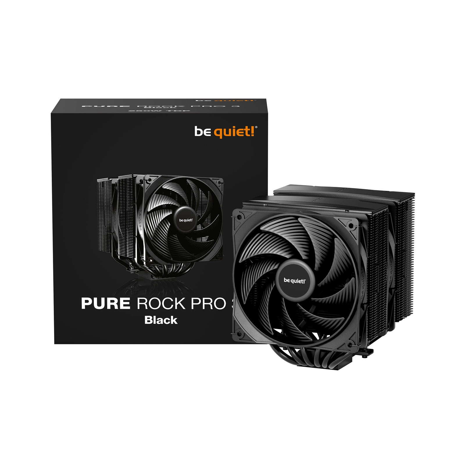 (image for) be quiet! Pure Rock Pro 3 CPU Cooler, Black, Universal Socket, 2 x Pure Wings Fans, 2000RPM, only 34.8dB(A) at maximum fan speed, 250W TDP, 3-year manufacturer's warranty
