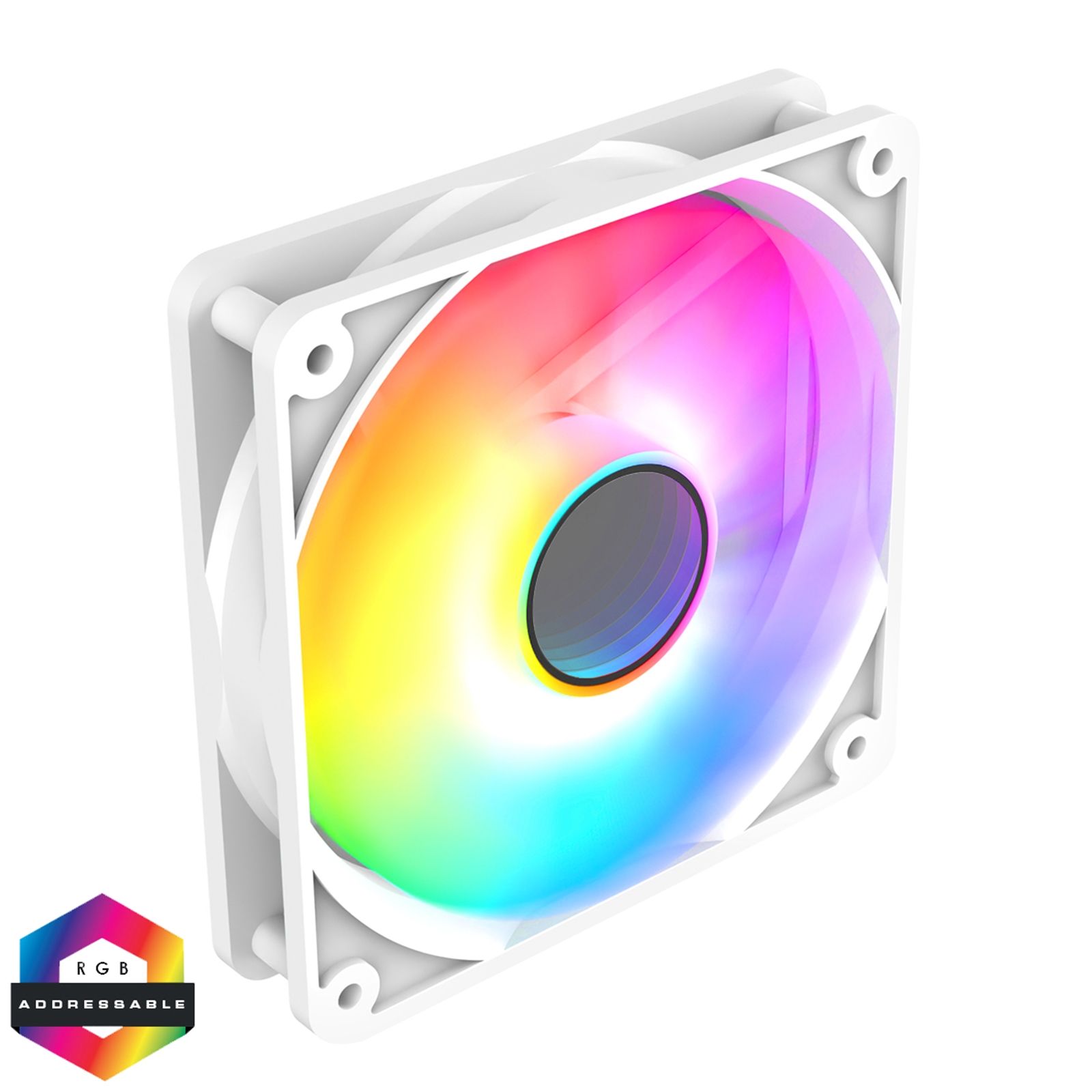 (image for) CIT Halo 120mm Infinity ARGB White 4-Pin PWM High-Performance PC Cooling Fan with Addressable RGB Lighting and Superior Airflow