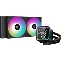 (image for) DeepCool LD 240 AIO Liquid CPU Cooler, Universal Socket, 240mm Radiator, PWM 2400RPM Cooling Fans, Addressable RGB LED Lighting, Fully Customizable Infinity Mirror Cap Design, Digital Display,