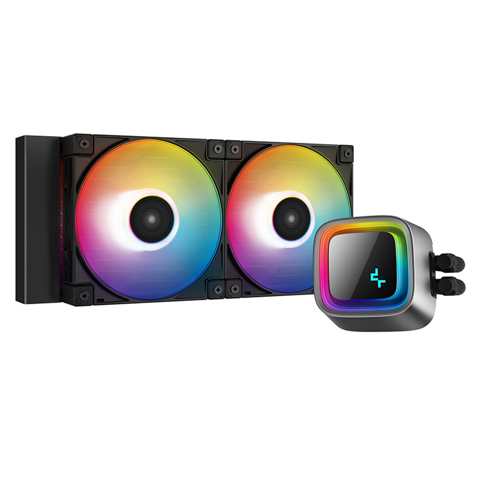 (image for) DeepCool LS520 Premium AiO Liquid CPU Cooler, Universal Socket, 240mm Radiator, PWM 2250RPM Cooling Fans, Addressable RGB LED Lighting, Fully Customizable Infinity Mirror Cap Design, Black Version