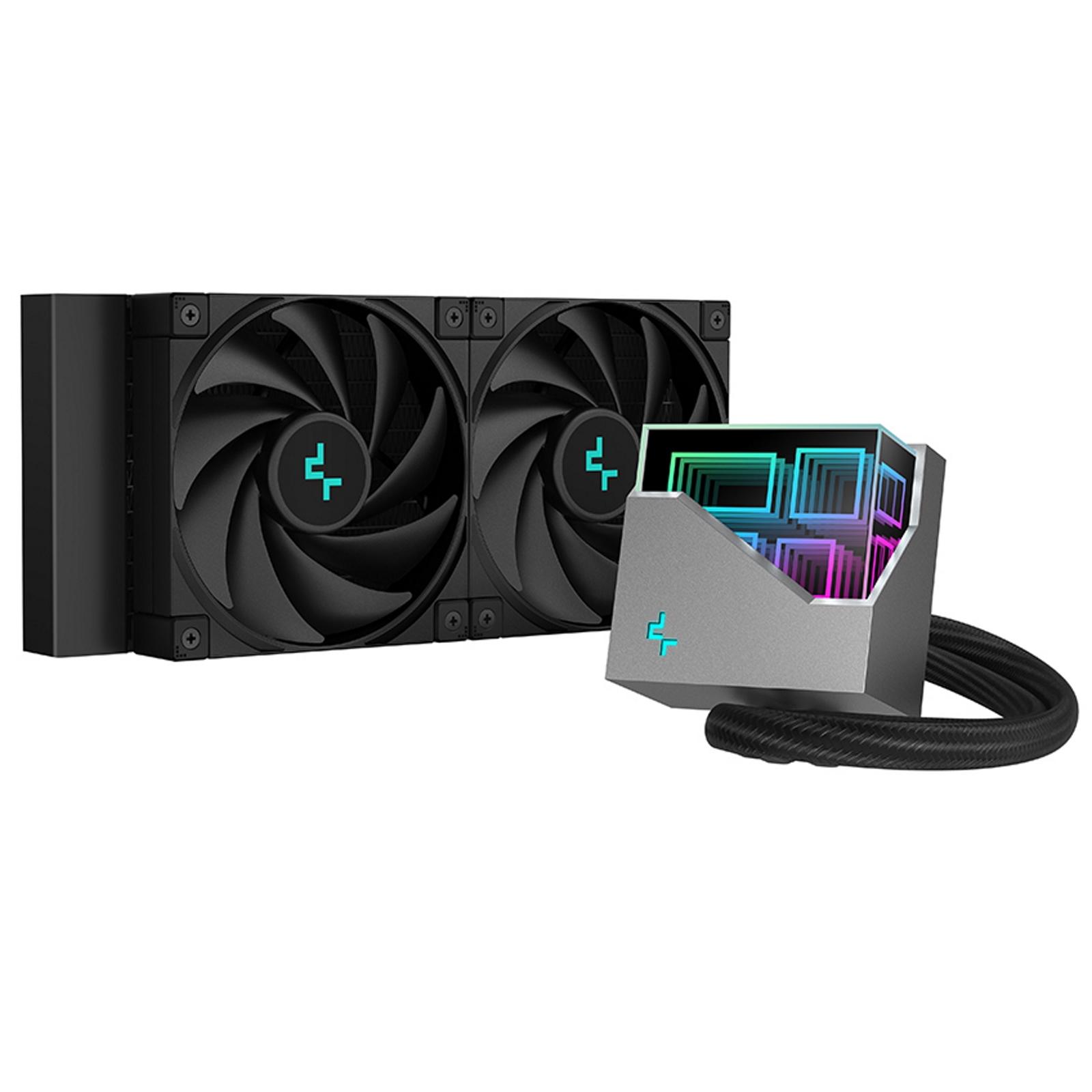 (image for) DeepCool LT520 AiO Liquid CPU Cooler, Universal Socket, 240mm Radiator, PWM 2250RPM FK120 Performance Black Fans, Addressable RGB LED Lighting Infinity Mirror Pump Head