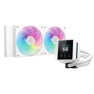 DeepCool Mystique 240 WH ARGB Liquid CPU Cooler with 2.83" TFT LCD Display, 240mm Radiator, Addressable RGB Fans, Hydro Bearing, and Wide Compatibility for Intel & AMD Sockets