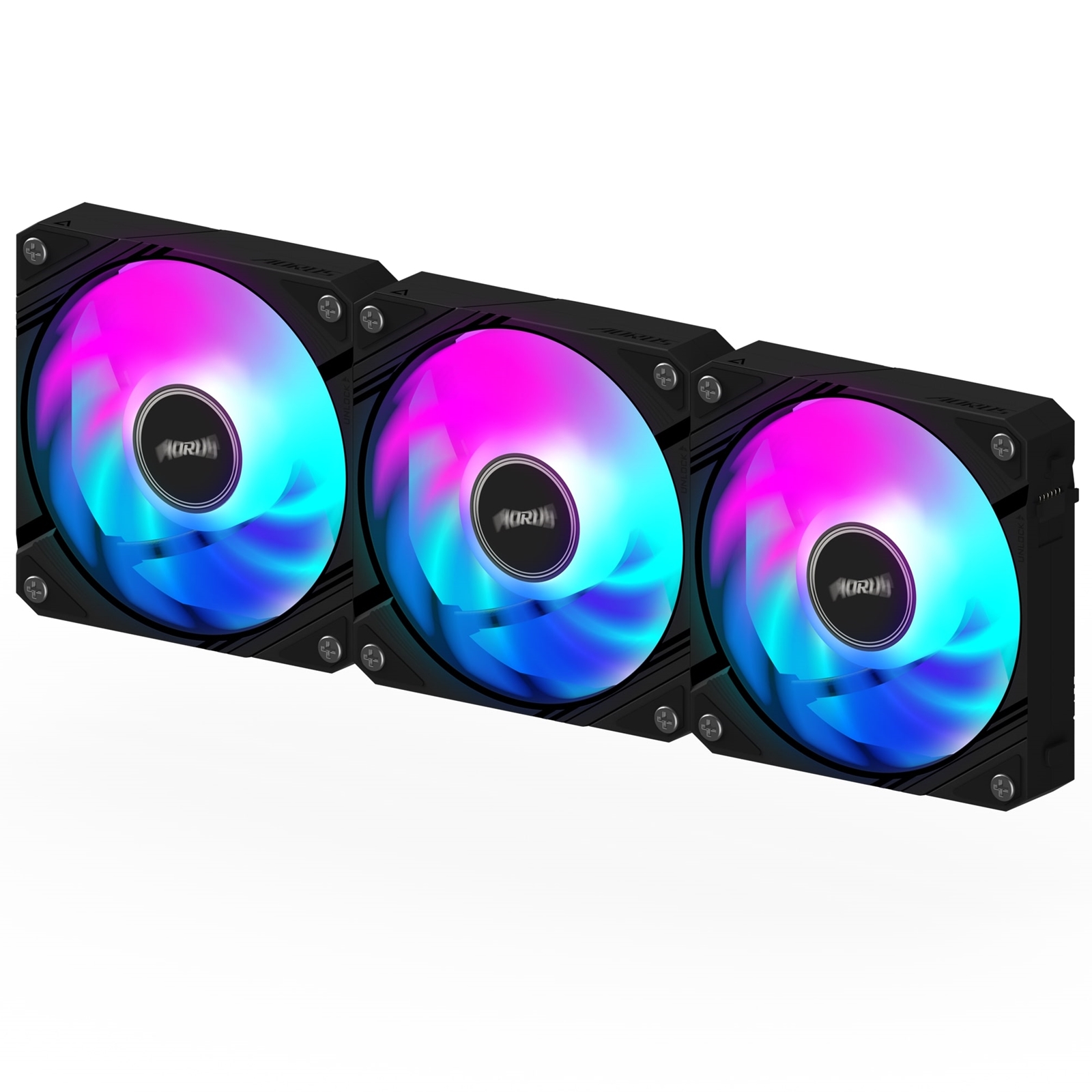 (image for) Gigabyte AORUS EZ Chain Fan 120 Ice 120mm ARGB Fans with Easy Daisy-Chain Setup 3-Pack Black