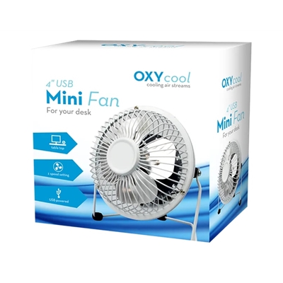 4" USB Mini Desk Fan, Portable, Single-Speed, Adjustable Tilt, Compact Tabletop Fan for Office, Home & Laptop Use (White)