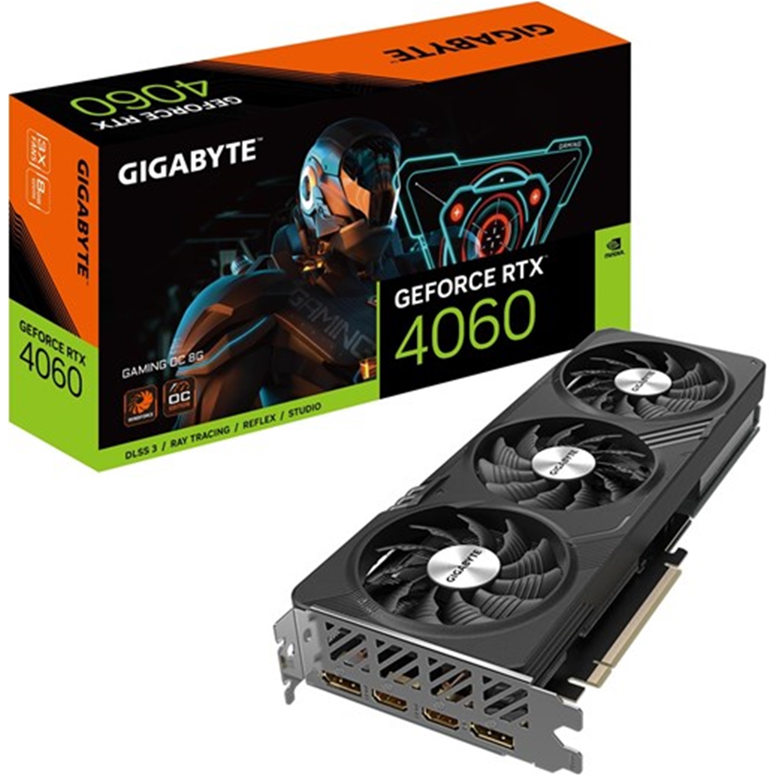 (image for) Gigabyte NVIDIA GeForce RTX 4060 GAMING OC 8G Graphics Card, 8GB GDDR6, 3072 CUDA Cores, 2550 MHz Core Clock, Triple Fan, RGB, 2x DisplayPorts / 2x HDMI Ports