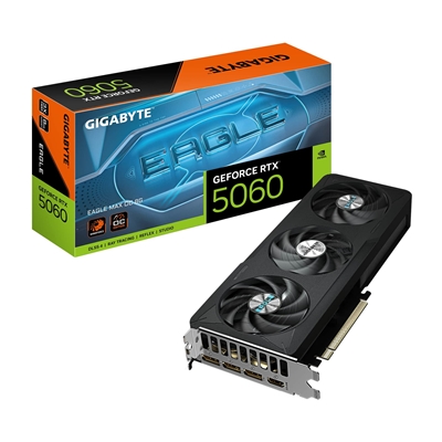 Gigabyte NVIDIA GeForce RTX 5060 EAGLE MAX OC 8GB GDDR7 Graphics Card, 3840 CUDA Cores, 2550 MHz Core Clock, Triple Fan, 3x DisplayPorts / 1x HDMI Ports