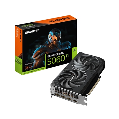 Gigabyte NVIDIA GeForce RTX 5060 Ti Windforce Max OC 8GB GDDR7 Graphics Card, 4608 CUDA Cores, 2587 MHz Core Clock, Dual Fan, 3x DisplayPorts / 1x HDMI Ports