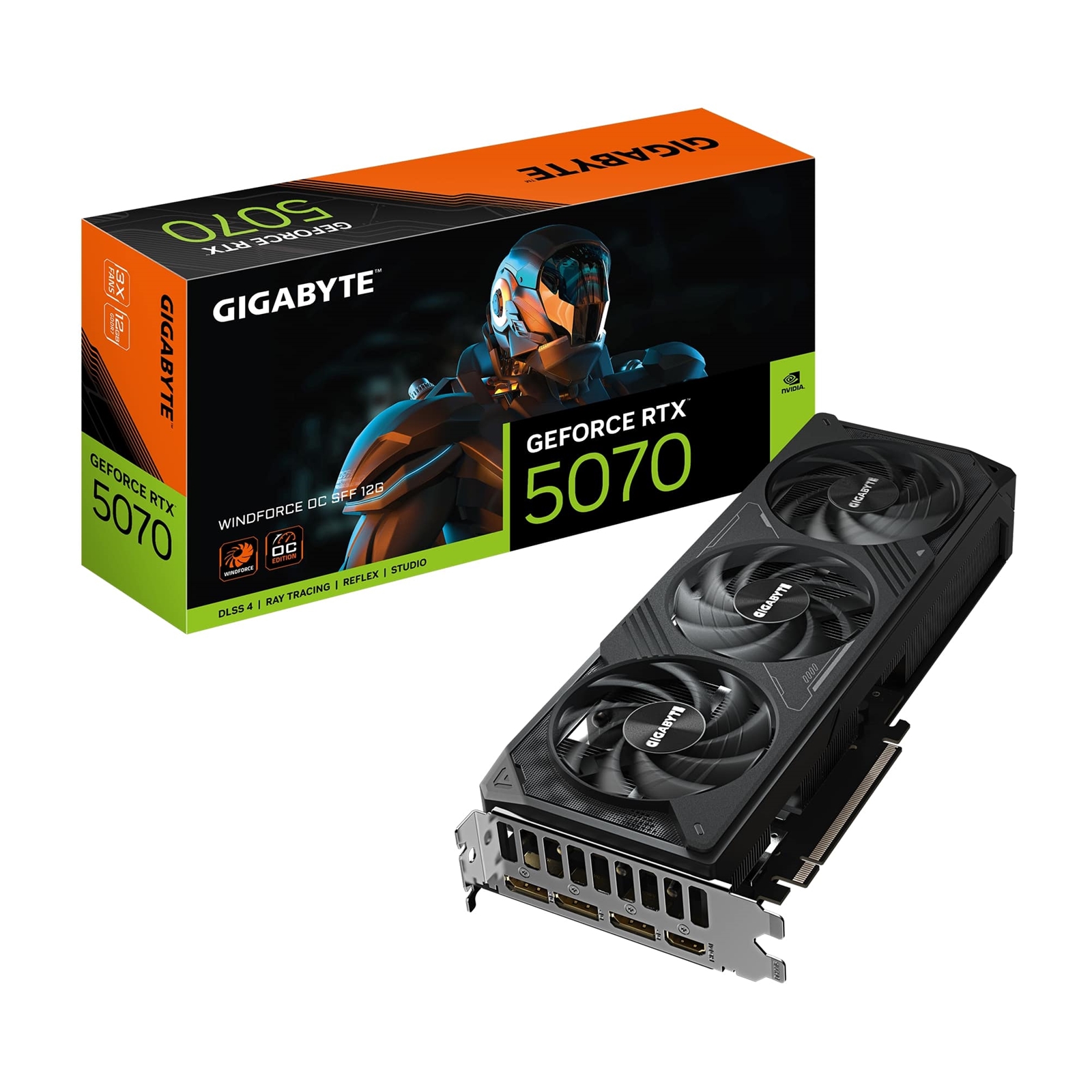 (image for) Gigabyte NVIDIA GeForce RTX 5070 WINDFORCE OC SFF 12G Graphics Card, 12GB GDDR7, 6144 CUDA Cores, 2542 MHz Core Clock, Triple Fan, 2x DisplayPorts / 2x HDMI Ports