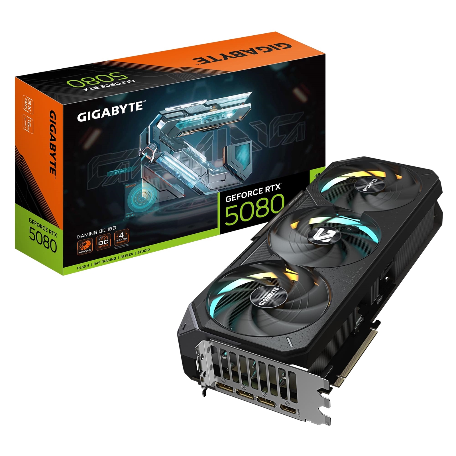 (image for) Gigabyte NVIDIA GeForce RTX 5080 GAMING OC 16G Graphics Card, 16GB GDDR7, 10752 CUDA Cores, 2730 MHz Core Clock, Triple Fan, RGB, 3x DisplayPorts / 1x HDMI Port
