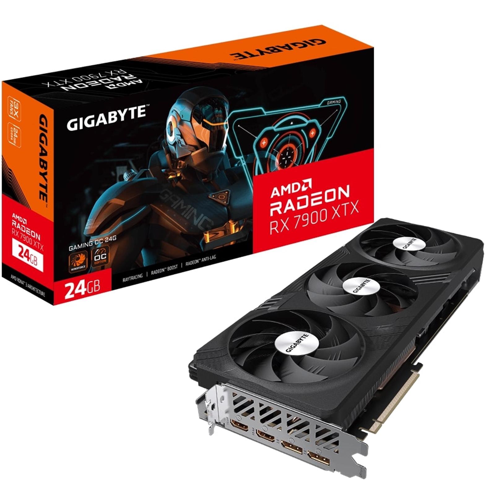 (image for) Gigabyte AMD Radeon RX 7900 XTX GAMING OC 24G Graphics Card, 24GB GDDR6, 6144 Streams, 2525 MHz Boost Clock, Triple Fan, RGB, 2x DisplayPorts / 2x HDMI Ports