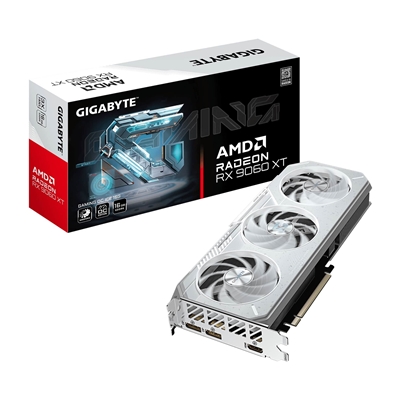 Gigabyte Radeon RX 9060 XT GAMING ICE OC 16GB GDDR6 Graphics Card, 2048 Streams, 3320 MHz Boost Clock, Triple Fan, RGB, 2x DisplayPorts / 1x HDMI Ports