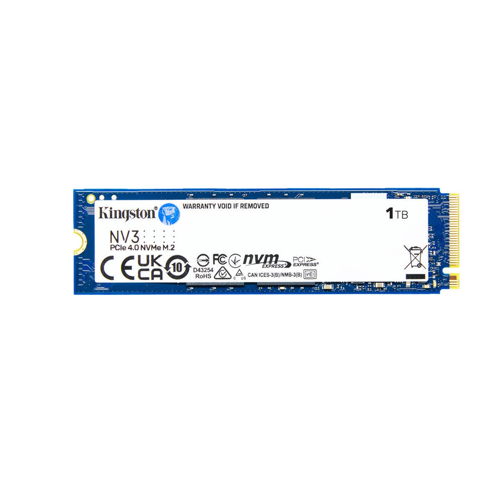 (image for) Kingston NV3 (SNV3S/1000G) 1TB NVMe SSD, M.2 Interface, PCIe Gen4, 2280, Read 6000 MB/s, Write 4000 MB/s, 3 Year Warranty