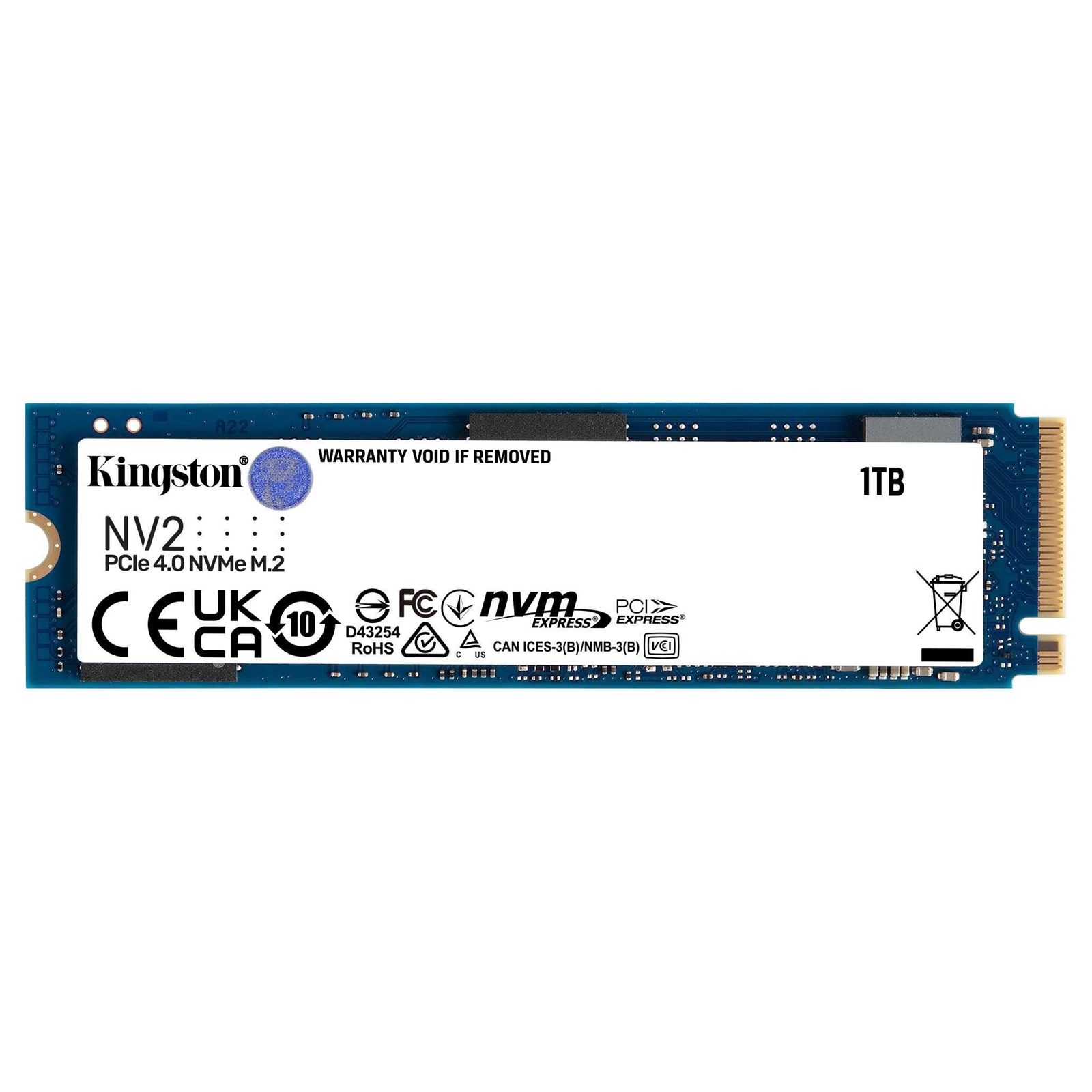 (image for) Kingston NV2 (SNV2S/1000G) 1TB, NVMe SSD, M.2 Interface, PCIe Gen4, 2280, Read 3500 MB/s, Write 2100 MB/s, 3 Year Warranty