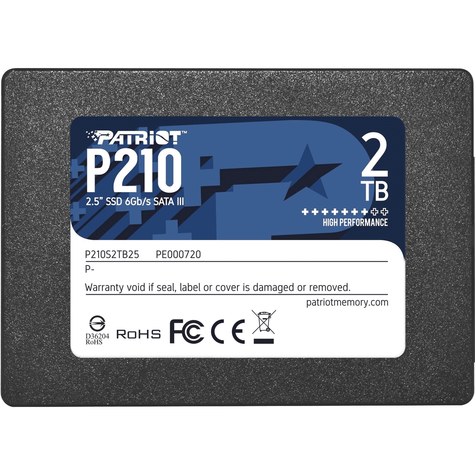 (image for) Patriot P210 (P210S2TB25) 2TB 2.5 Inch SSD, Sata 3 Interface, Read 520MB/s, Write 430MB/s, 3 Year Warranty