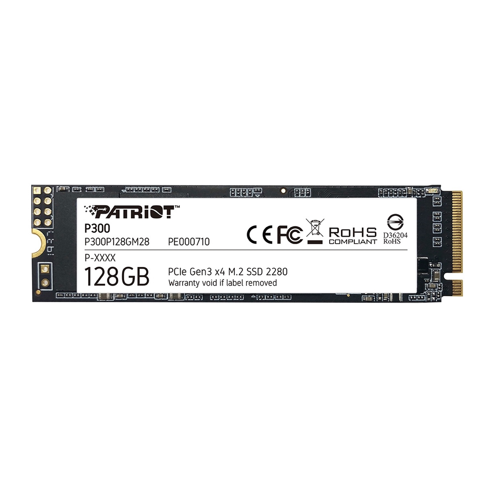 (image for) Patriot P300 (P300P128GM28) 128GB NVMe SSD, M.2 Interface, PCIe Gen3, 2280, Read 1600MB/s, Write 600MB/s, 3 Year Warranty