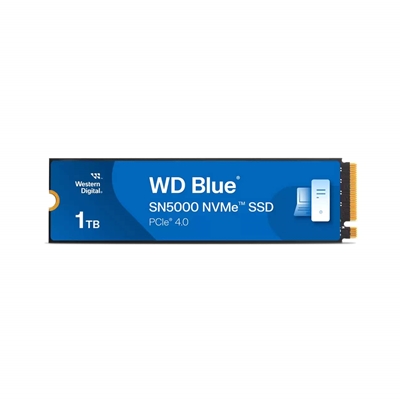 WD Blue SN5000 (WDS100T4B0E-00CNZ0) 1TB NVMe SSD, M.2 Interface, PCIe Gen4, 2280, Read 5150MB/s, Write 4900MB/s, 5 Year Warranty