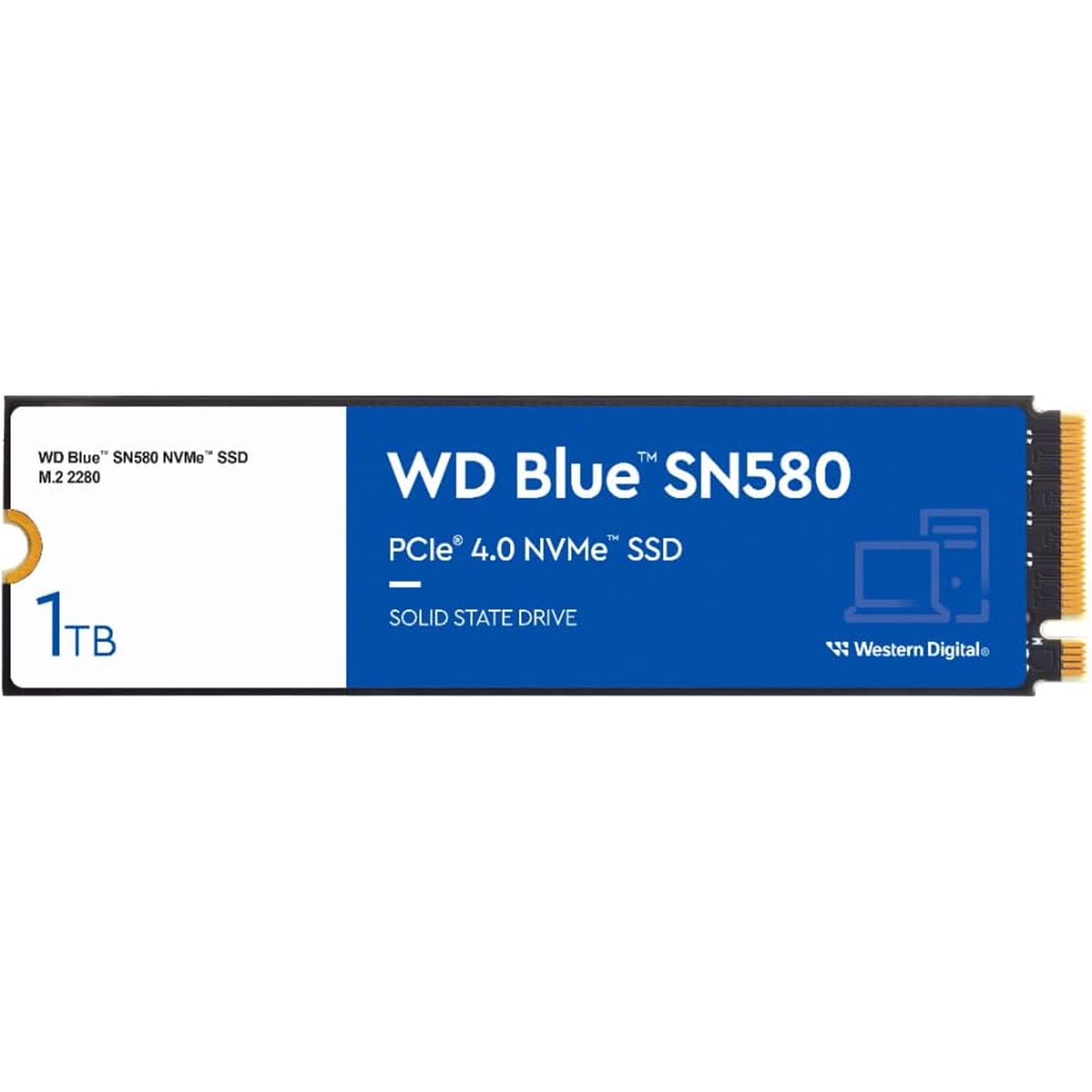 (image for) WD Blue SN580 (WDS100T3B0E) 1TB NVMe M.2 Interface, PCIe Gen4, 2280, Read 4150MB/s, Write 4150MB/s, 5 Year Warranty