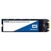 WD Blue WDS250G2B0B 250GB M.2 Sata Interface, 2280 Length, Read 550MB/s, Write 525MB/s, 3D NAND, 3 Year Warranty