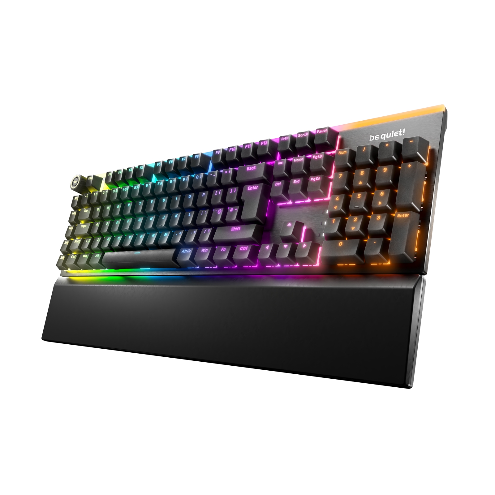 Be Quiet! Light Mount Silent Tactile ARGB Mechanical Keyboard, 3D Media Wheel, 5 Macro Keys, silent keystrokes, hot-swappable 5-pin MX-style switch socket
