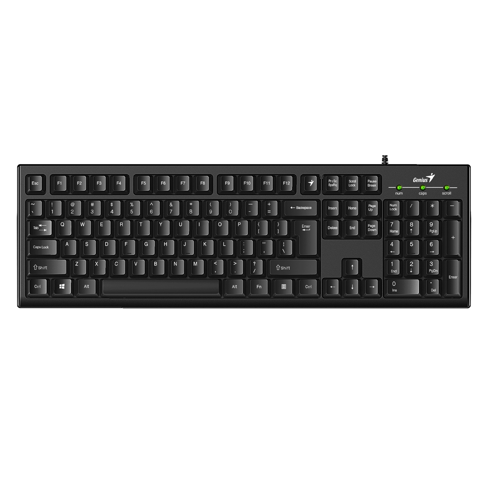 (image for) Genius KB-100 Wired Smart Keyboard, USB Plug and Play, Customizable Function Keys, Multimedia, Full Size UK Layout Design for Home or Office, Black