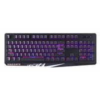 Mad Catz S.T.R.I.K.E. 2 Membrane Gaming Keyboard, USB 2.0, 9 Variations of RGB Lighting Effects with Anti-ghosting N-Key Rollover, UK Layout, Aluminium Faceplate