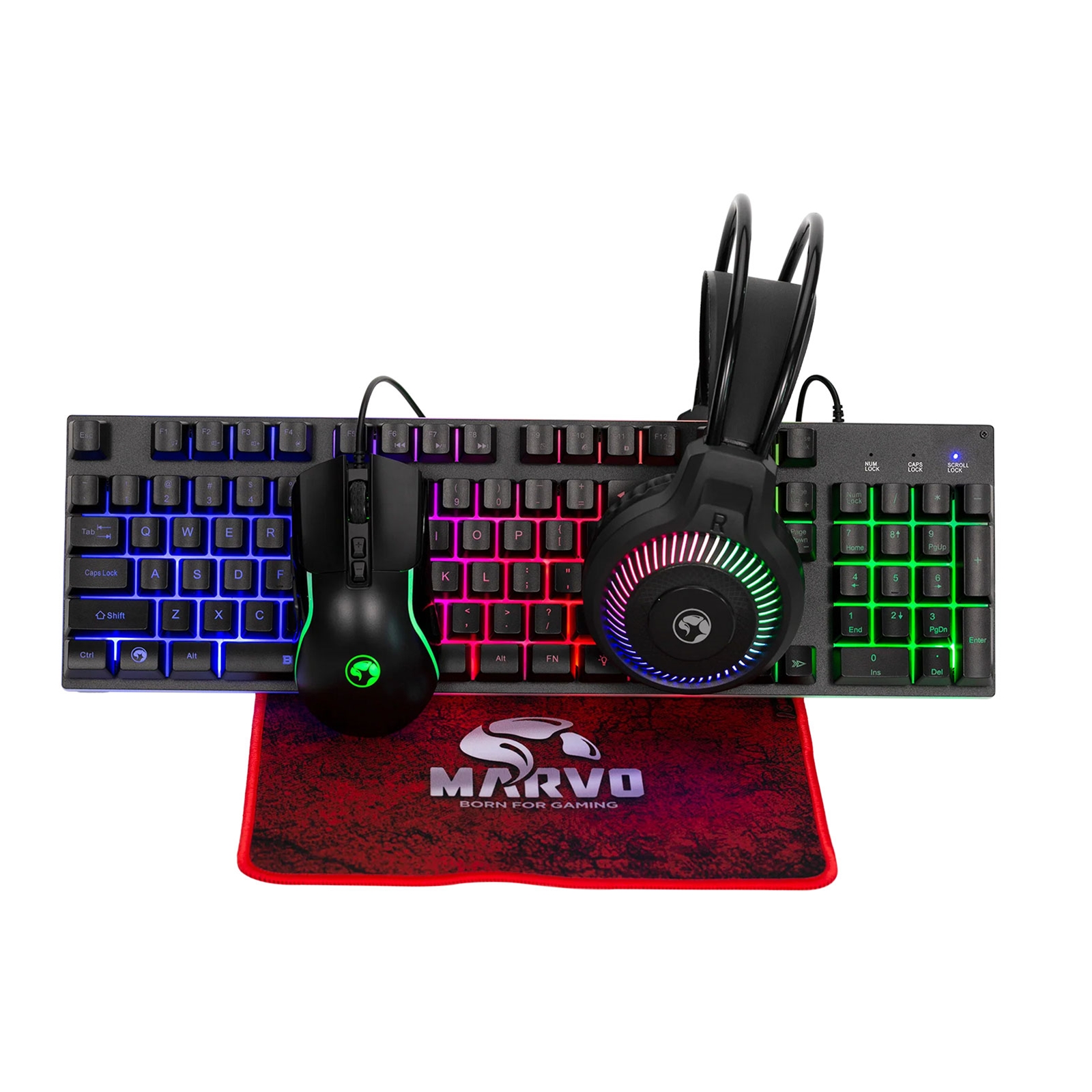 (image for) Marvo Scorpion CM416 Loot 40 4 in 1 RGB Gaming UK Layout Keyboard, Mouse, Headset and Mat Bundle (Black)