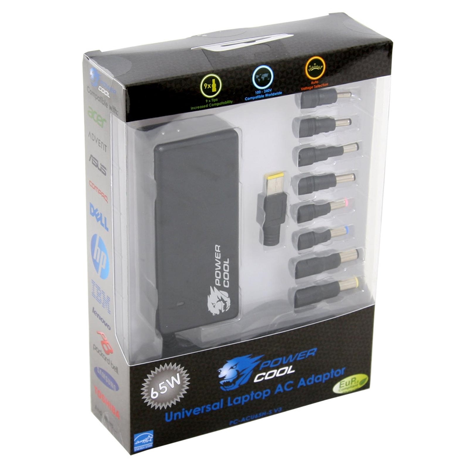 (image for) Powercool Universal 65W Auto Sense Power Adapter (8 tips)