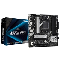 Asrock A520m Pro4 Super Alloy Amd Am4 Socket Motherboard, Micro-atx, 4x Ddr4 Slots, 1x M.2 Socket, Gbe Lan, 1x D-sub / 1x Displayport / 1x Hdmi Port A520m Pro4 - Tgt01