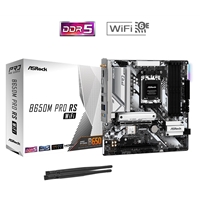 (image for) ASRock B650M Pro RS WiFi AMD AM5 Socket Motherboard, Micro-ATX, 4x DDR5 Slots, 3x M.2 Sockets, 2x USB-C Port, Fitted I/O Shield, 2.5GbE LAN, Wi-Fi 6E, 1x DisplayPort / 1x HDMI Port