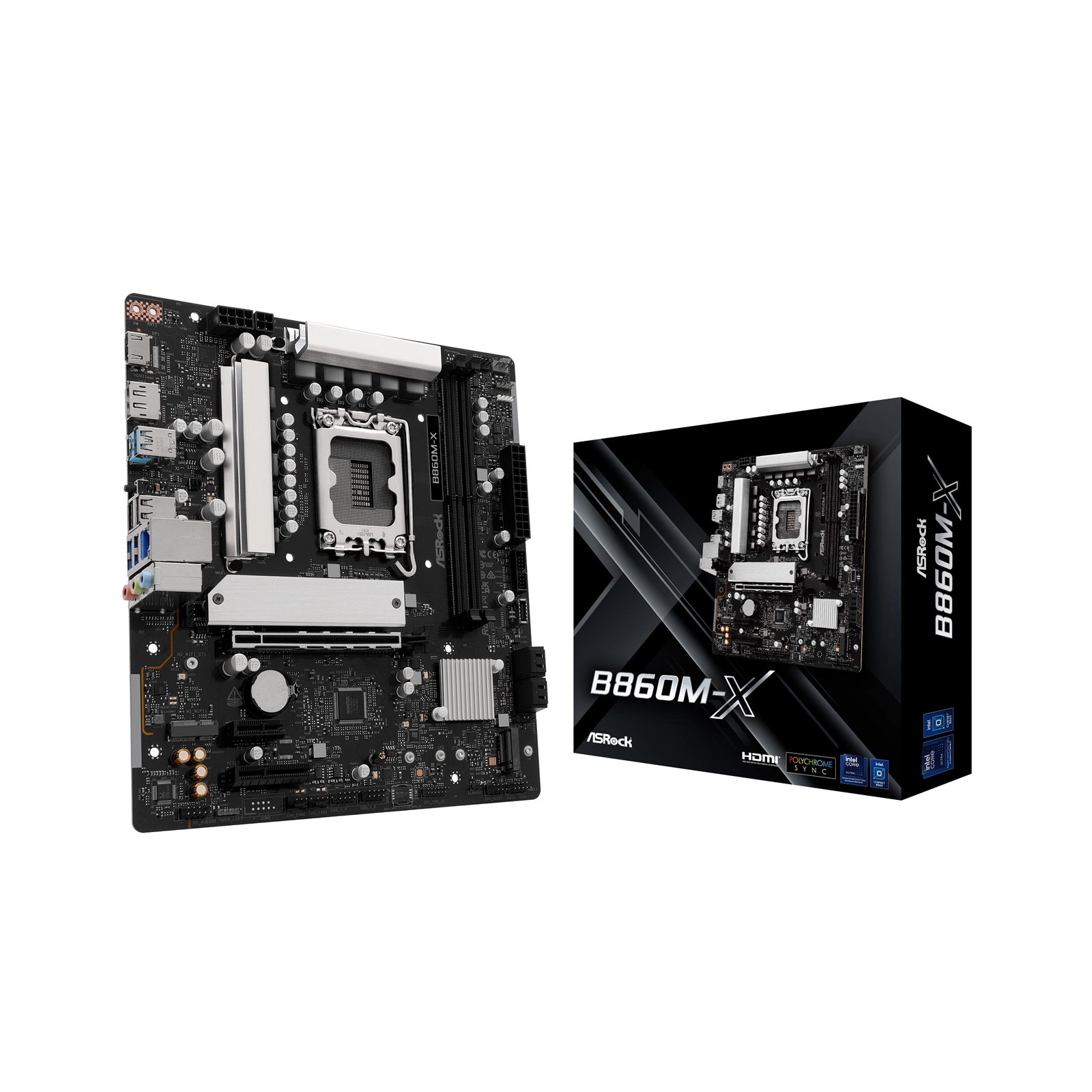 (image for) ASRock B860M-X Intel 1851 Socket Motherboard, Micro-ATX, 2x DDR5 Slots, 2x M.2 Sockets, 2x USB-C Port, 2.5GbE LAN, 1x DisplayPort / 1x HDMI Port