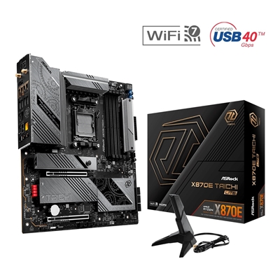ASRock X870E TAICHI LITE AMD AM5 Socket Motherboard, E-ATX, 4x DDR5 Slots, 4x M.2 Sockets, Fitted I/O Shield, 5GbE LAN, Wi-Fi 7, 1x HDMI Port / 2x USB-C (USB4)