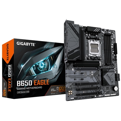 Gigabyte B650 EAGLE AMD AM5 Socket Motherboard, ATX, 4x DDR5 Slots, 3x M.2 Sockets, Fitted I/O Shield, GbE LAN, 1x DisplayPort / 1x HDMI Port
