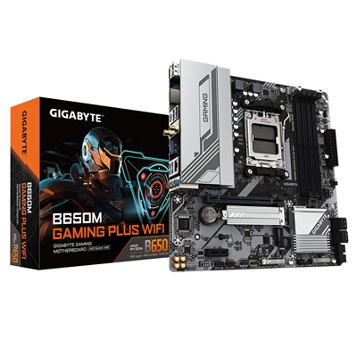 Gigabyte B650M GAMING PLUS WIFI (Rev.1.2) AMD AM5 Socket Motherboard, Micro-ATX, 4x DDR5 Slots, 2x M.2 Socket, Fitted I/O Shield, 2.5GbE LAN, Wi-Fi 6, 2x DisplayPort / 1x HDMI Port