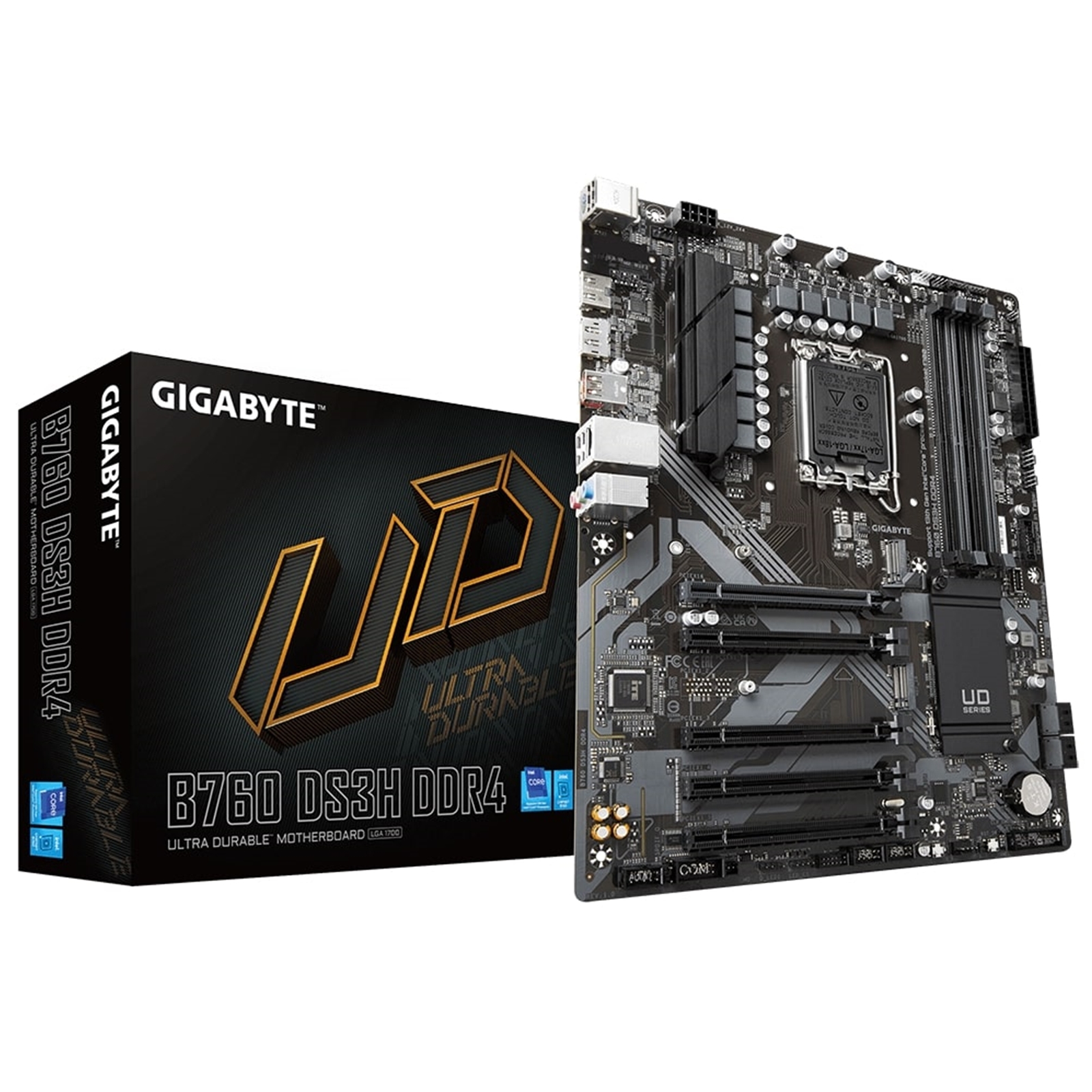 (image for) Gigabyte B760 DS3H DDR4 Ultra Durable Intel 1700 Socket Motherboard, ATX, 4x DDR4 Slots, 2x M.2 Sockets, 2x USB-C Port, GbE LAN, 1x DisplayPort / 1x HDMI Port