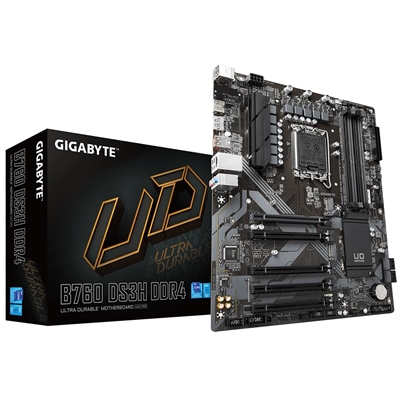 Gigabyte B760 DS3H DDR4 Ultra Durable Intel 1700 Socket Motherboard, ATX, 4x DDR4 Slots, 2x M.2 Sockets, GbE LAN, 1x DisplayPort / 1x HDMI Port