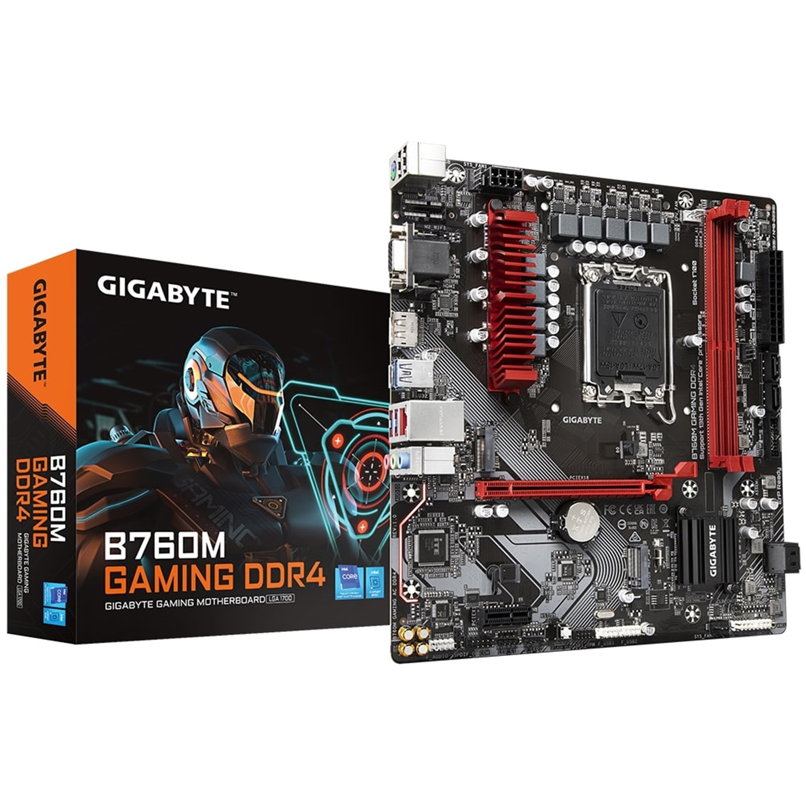 (image for) Gigabyte B760M GAMING DDR4 Intel 1700 Socket Motherboard, Micro-ATX, 2x DDR4 Slots, 2x M.2 Sockets, 1x USB-C Port, 2.5GbE LAN, 1x D-Sub / 1x DisplayPort / 1x HDMI Port