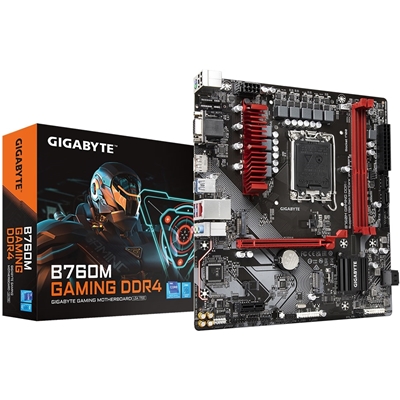 Gigabyte B760M GAMING DDR4 Intel 1700 Socket Motherboard, Micro-ATX, 2x DDR4 Slots, 2x M.2 Sockets, 2.5GbE LAN, 1x D-Sub / 1x DisplayPort / 1x HDMI Port