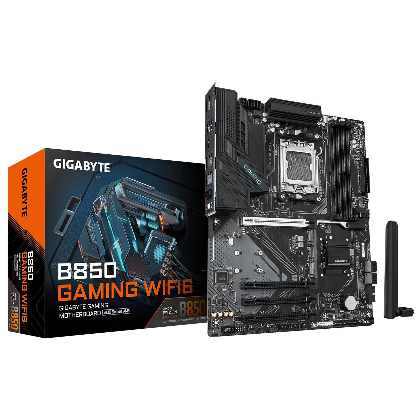 (image for) Gigabyte B850 GAMING WIFI6 AMD AM5 Socket Motherboard, ATX, 4x DDR5 Slots, 3x M.2 Sockets, 2x USB-C Port, Fitted I/O Shield, GbE LAN, Wi-Fi 6, 1x DisplayPort / 1x HDMI Port