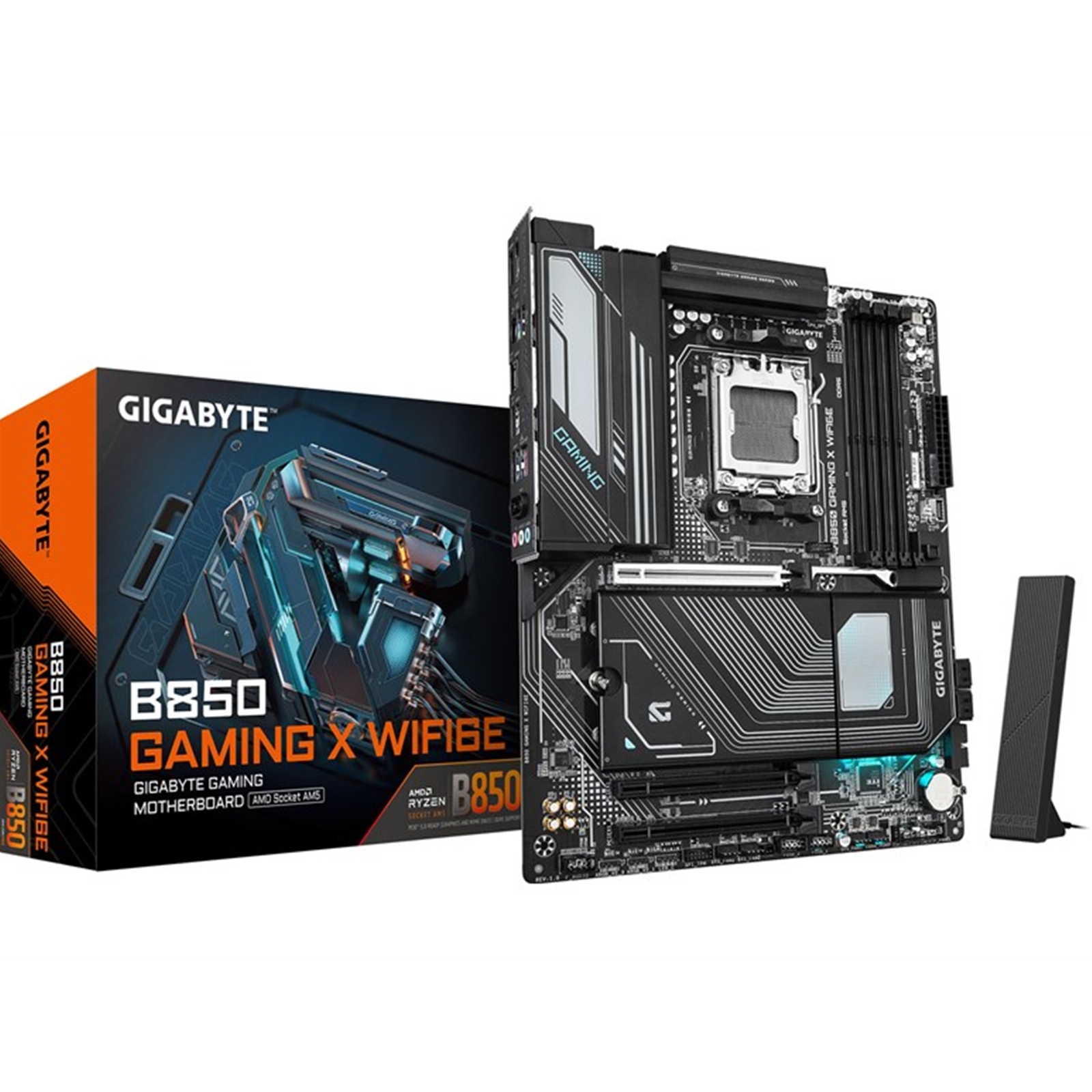 (image for) Gigabyte B850 GAMING X WIFI6E AMD AM5 Socket Motherboard, ATX, 4x DDR5 Slots, 3x M.2 Sockets, 2x USB-C Port, Fitted I/O Shield, 2.5GbE LAN, Wi-Fi 6E, 1x DisplayPort / 1x HDMI Port