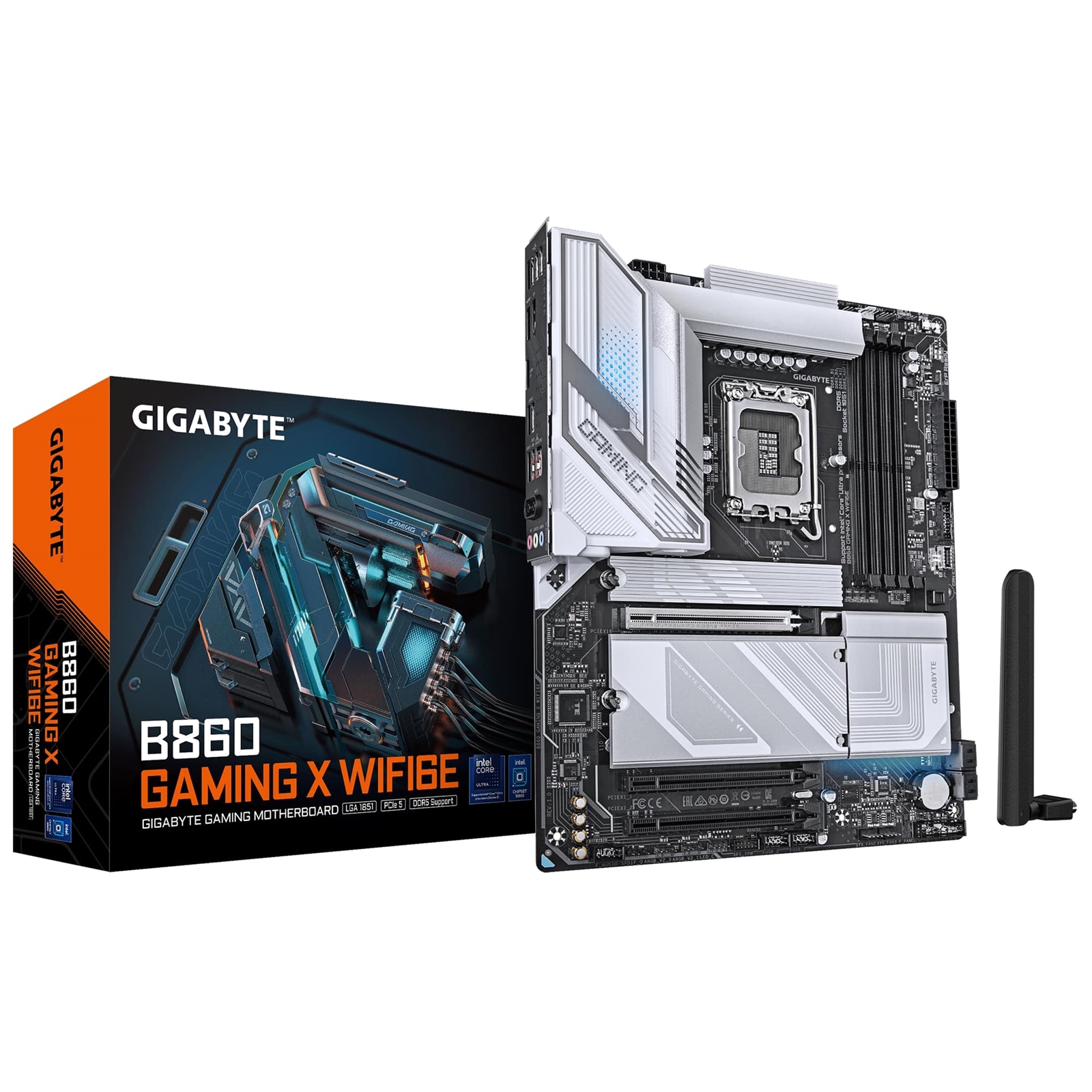 (image for) Gigabyte B860 GAMING X WIFI6E Intel 1851 Socket Motherboard, ATX, 4x DDR5 Slots, 3x M.2 Sockets, 2x USB-C Port, Fitted I/O Shield, 2.5GbE LAN, Wi-Fi 6E, 1x DisplayPort / 1x HDMI / 1x USB-C (USB4)