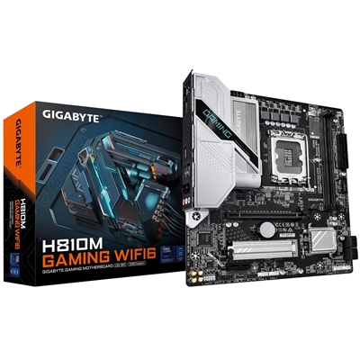 Gigabyte H810M GAMING WIFI6 Intel 1851 Socket Motherboard, Micro-ATX, 2x DDR5 Slots, 1x M.2 Socket, Fitted I/O Shield, 2.5GbE LAN, WiFi 6, 1x DisplayPort / 1x HDMI Port