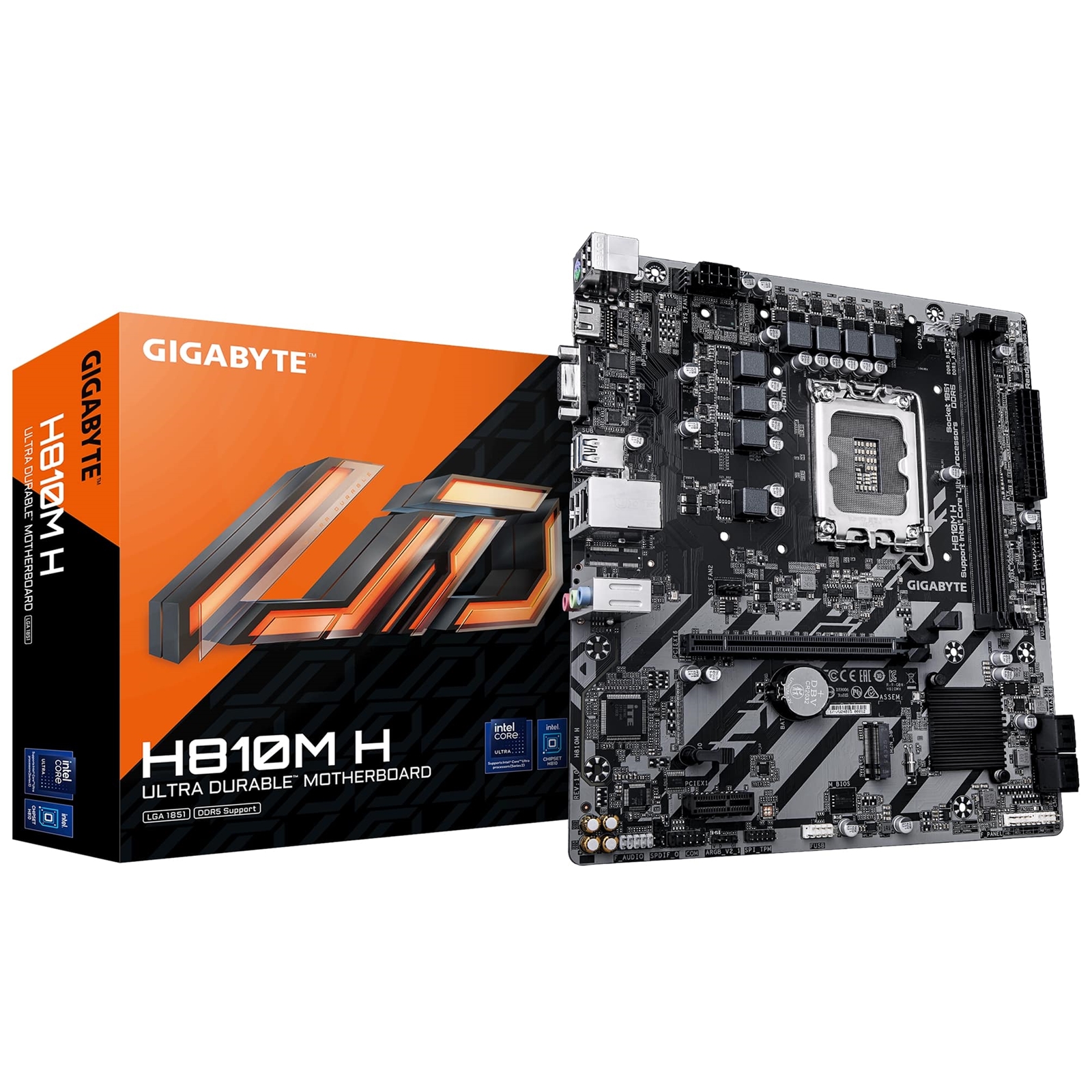 (image for) Gigabyte H810M H Intel 1851 Socket Motherboard, Micro-ATX, 2x DDR5 Slots, 1x M.2 Socket, GbE LAN, 1x D-Sub / 1x HDMI Port
