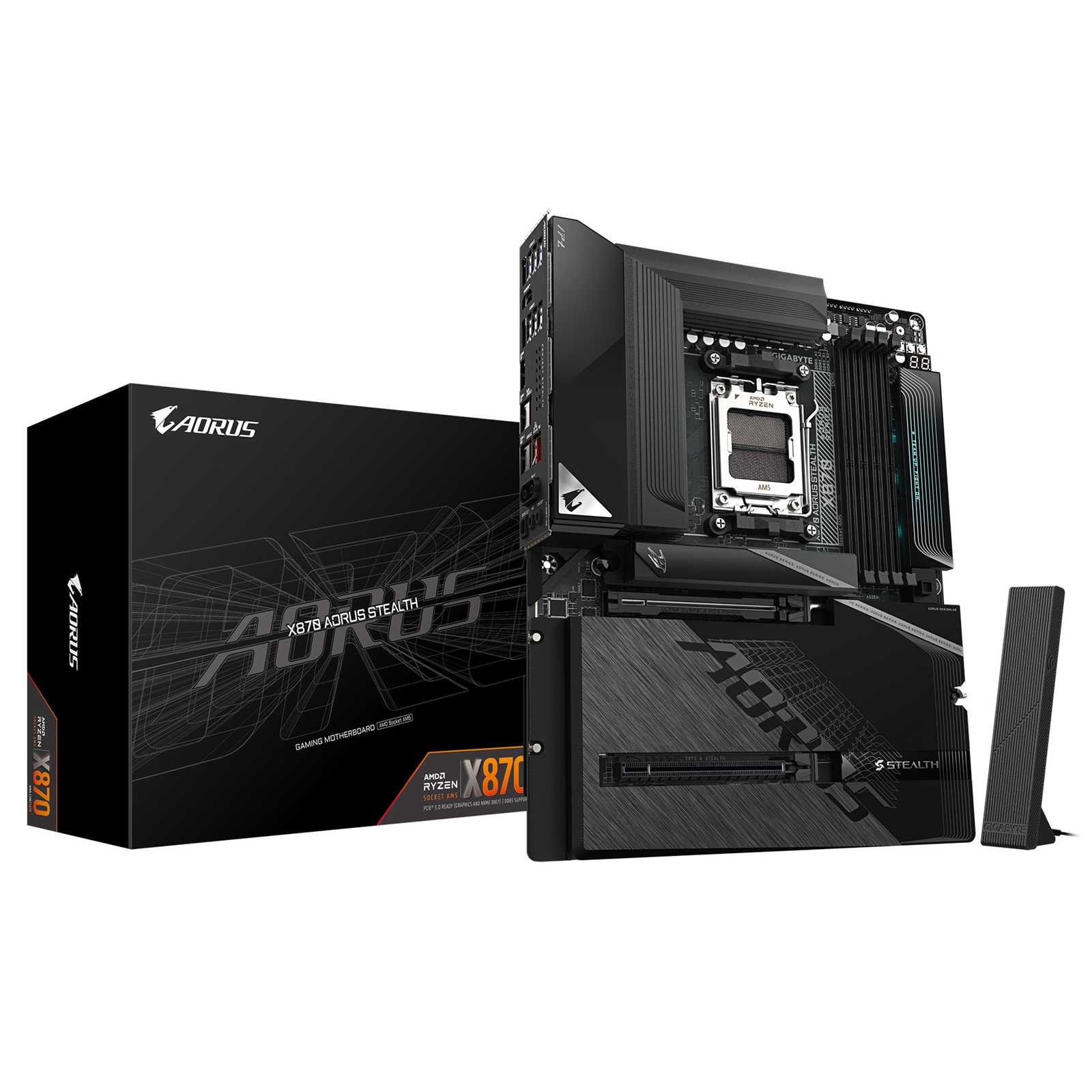 Gigabyte X870 AORUS STEALTH AMD AM5 Socket Motherboard, ATX, 4x DDR5 Slots, 4x M.2 Socket, 5GbE LAN, WiFi 7, 1x HDMI Port / 2x USB-C (USB4)