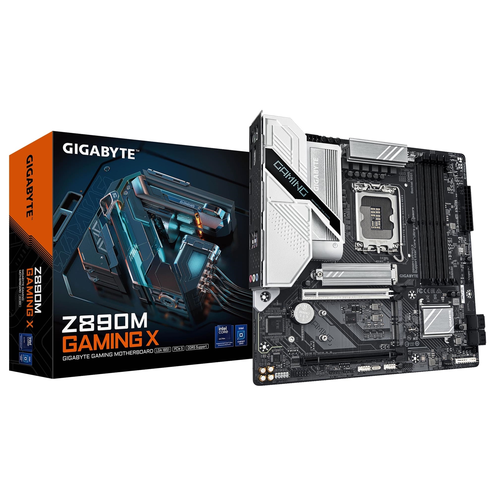 (image for) Gigabyte Z890M GAMING X Intel 1851 Socket Motherboard, Micro-ATX, 4x DDR5 Slots, 3x M.2 Sockets, 1x USB-C Port, Fitted I/O Shield, 2.5GbE LAN, 2x DisplayPorts / 1x HDMI Port