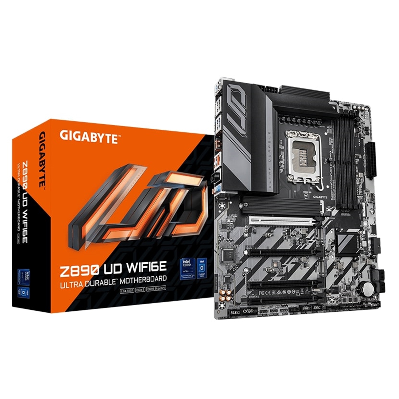 (image for) Gigabyte Z890 UD WIFI6E Ultra Durable Intel 1851 Socket Motherboard, ATX, 4x DDR5 Slots, 3x M.2 Sockets, 2x USB-C Port, 2.5GbE LAN, 1x DisplayPort / 1x USB-C (USB4)