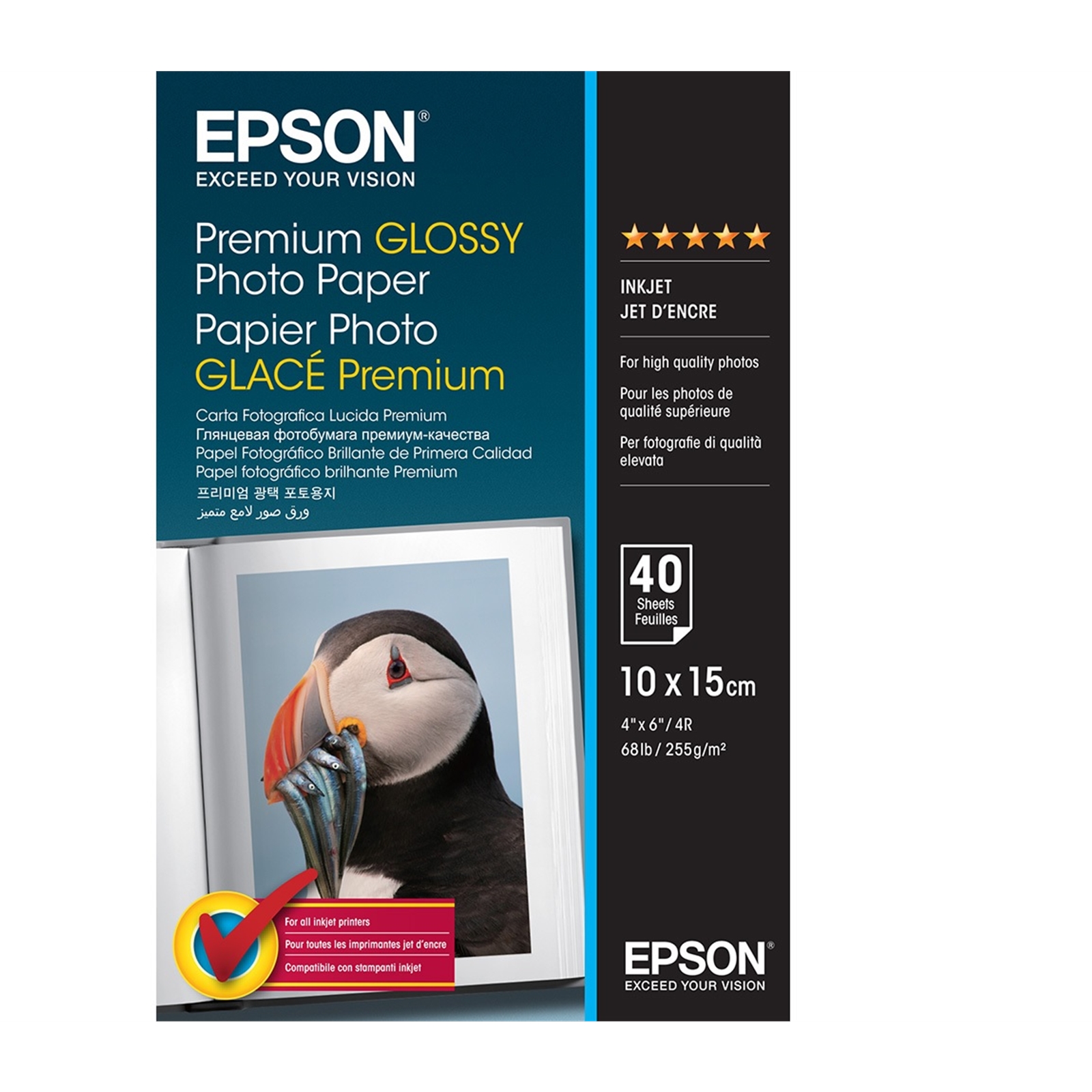 (image for) Epson 255gsm 10x15cm Premium Glossy Photo Paper 40 Sheets